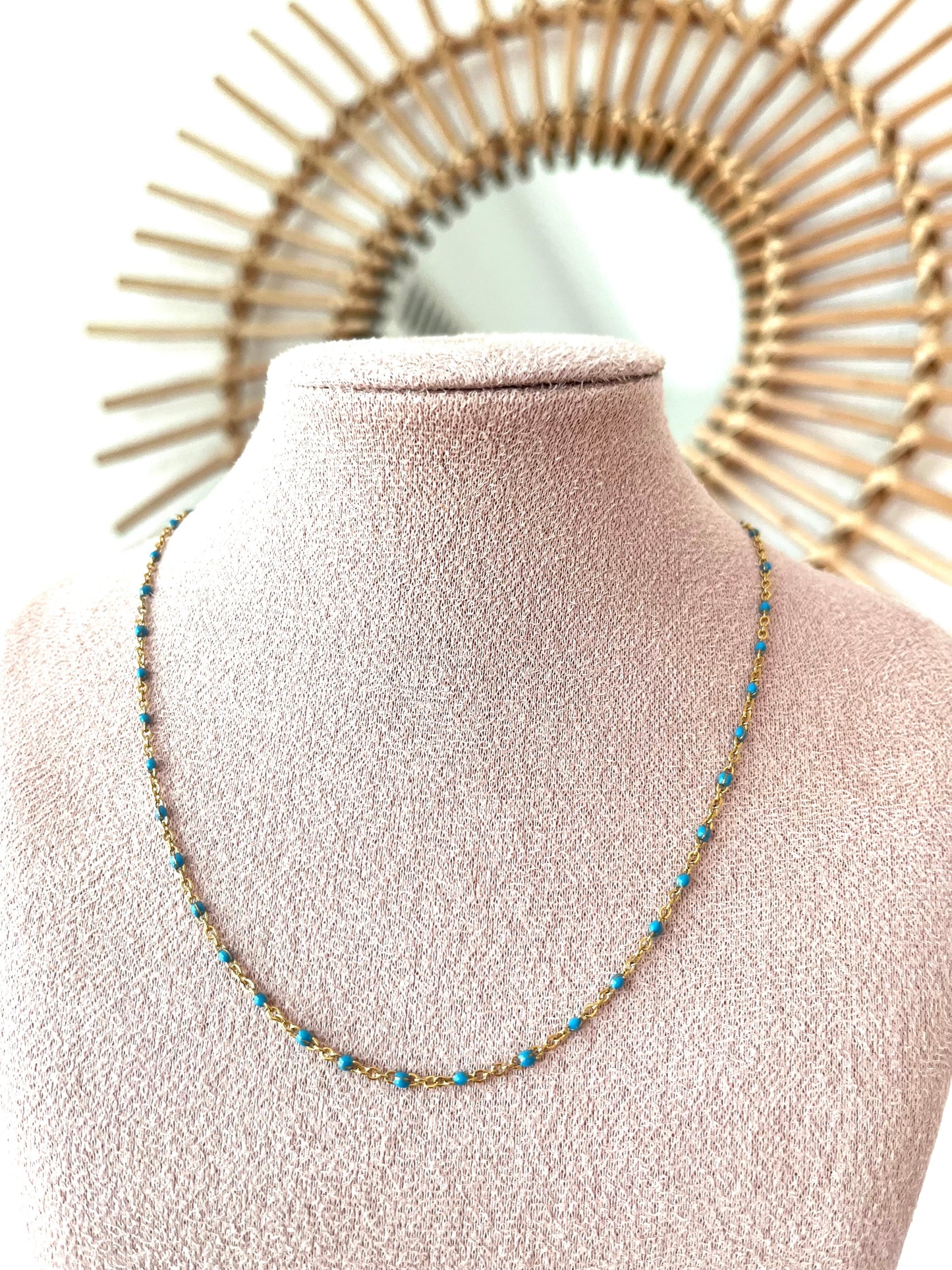 Ketting ball chain blauw - goud