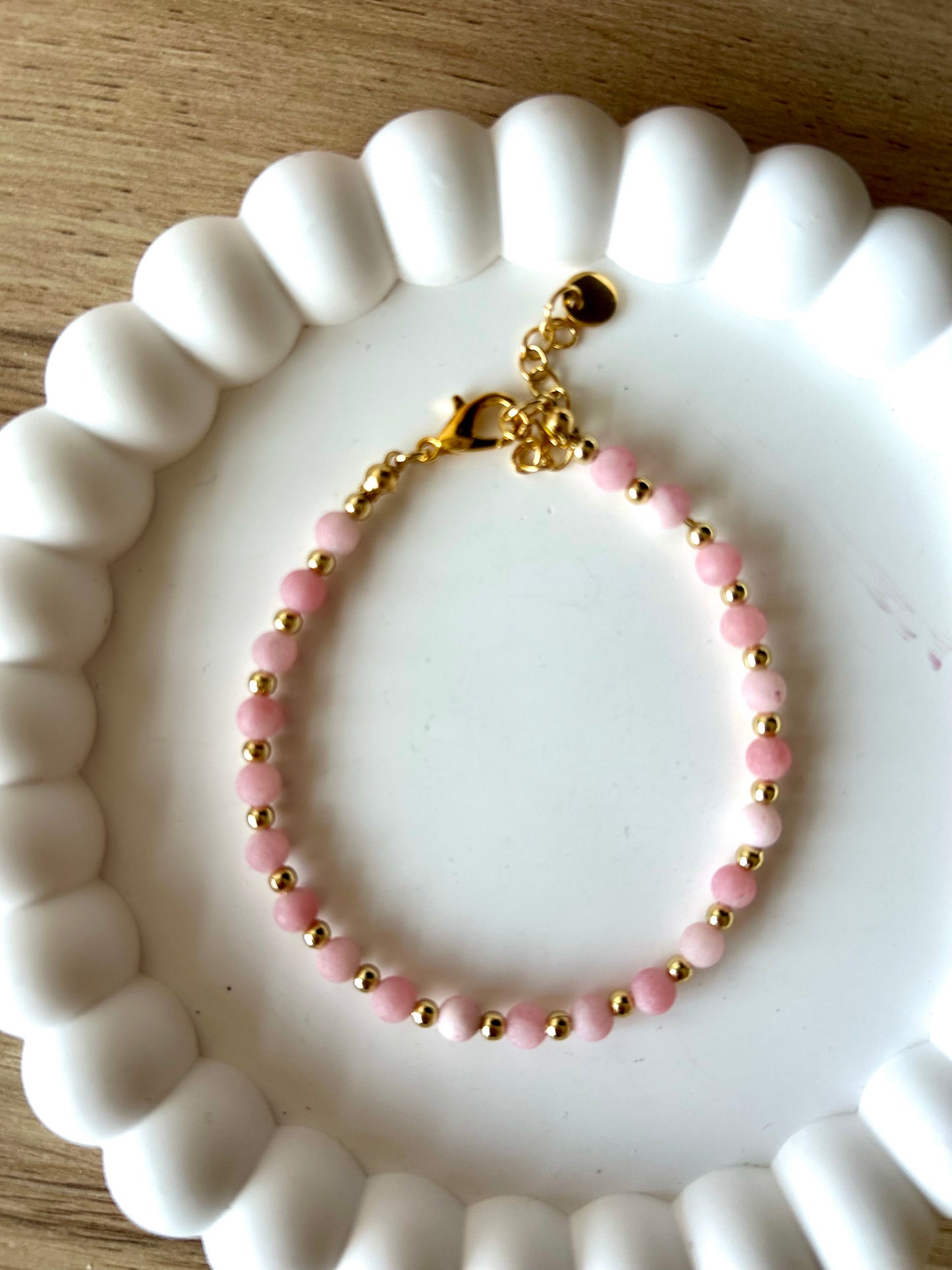 Armband natuursteen kralen - goud