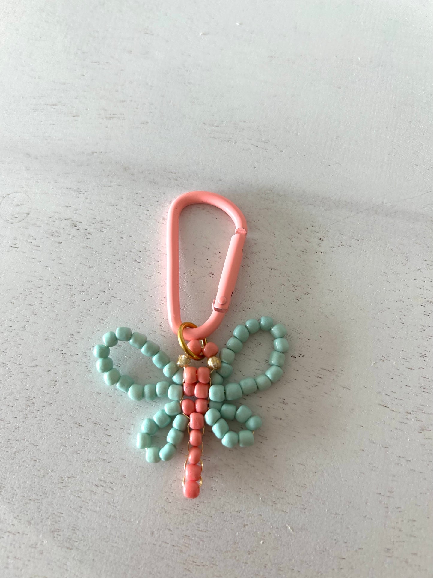 Sleutelhanger libelle - mint/zalm