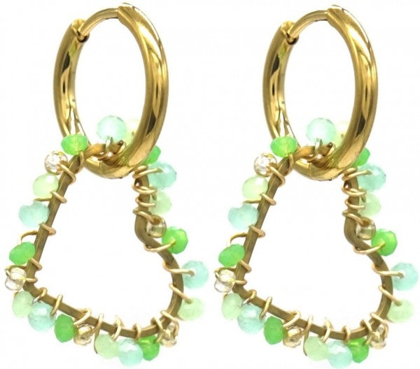 Oorbellen Hearts Ibiza groen - goud