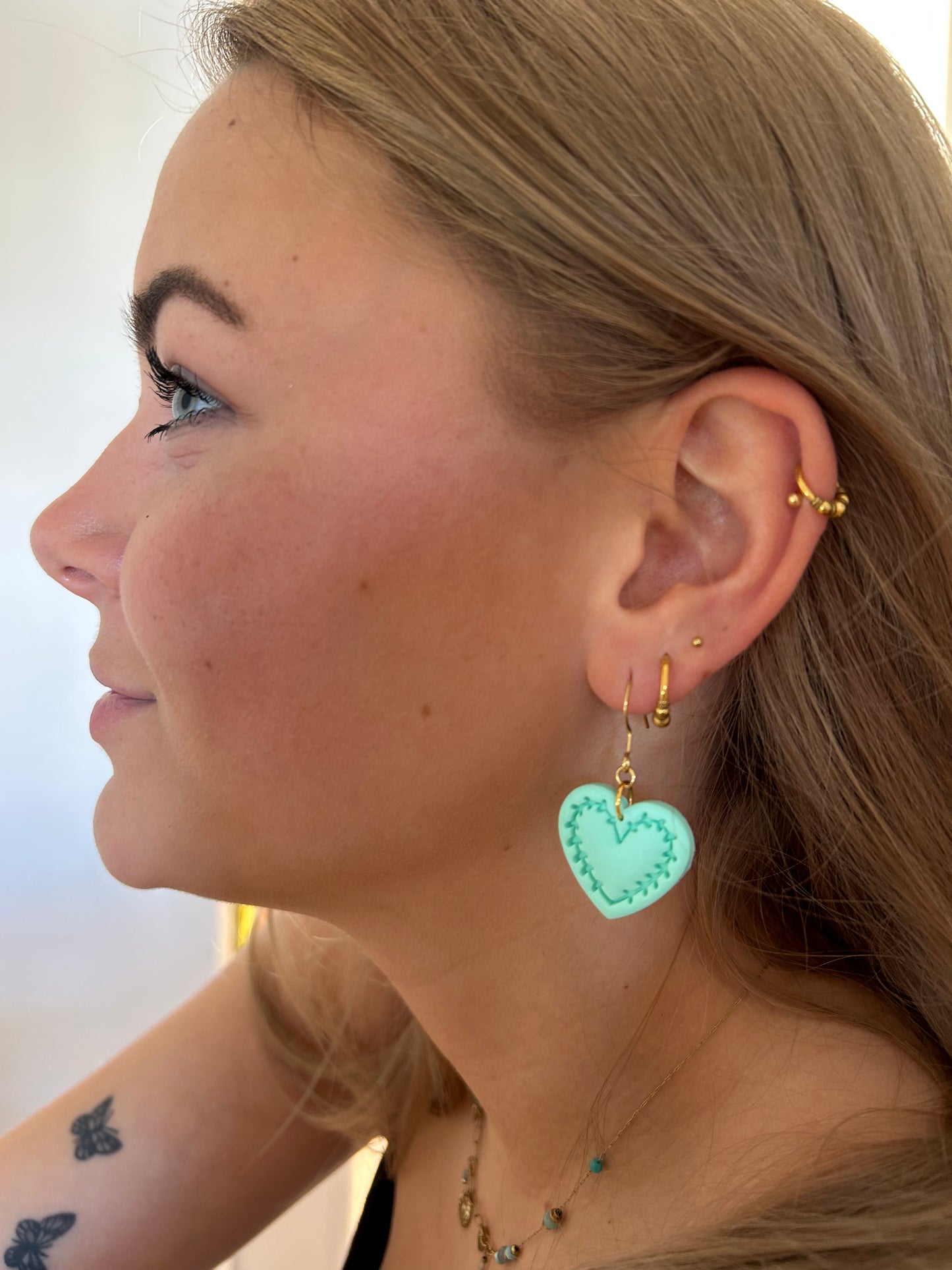 Oorbellen hart - turquoise