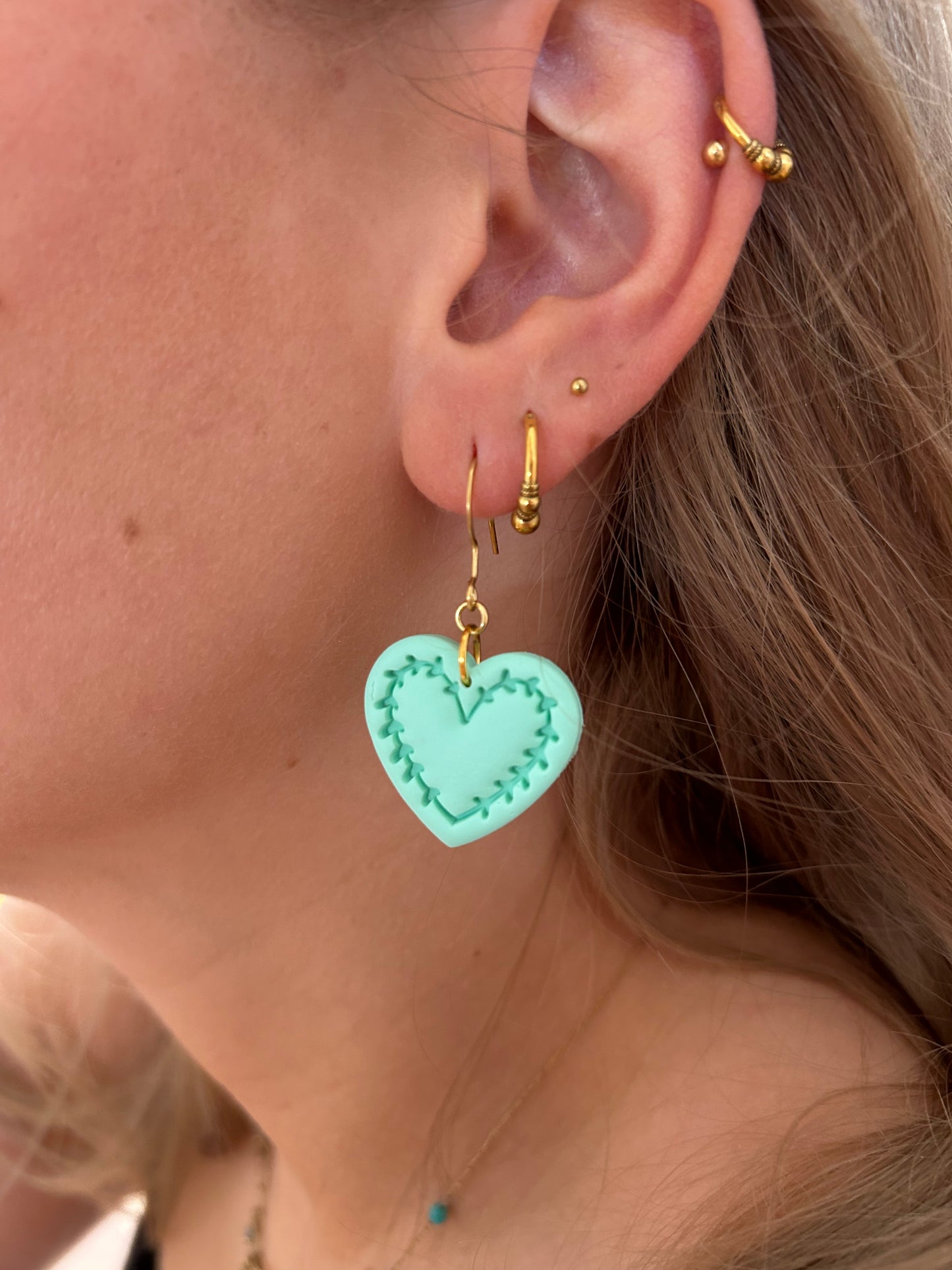Oorbellen hart - turquoise