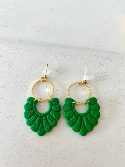 Oorbellen groen - goud