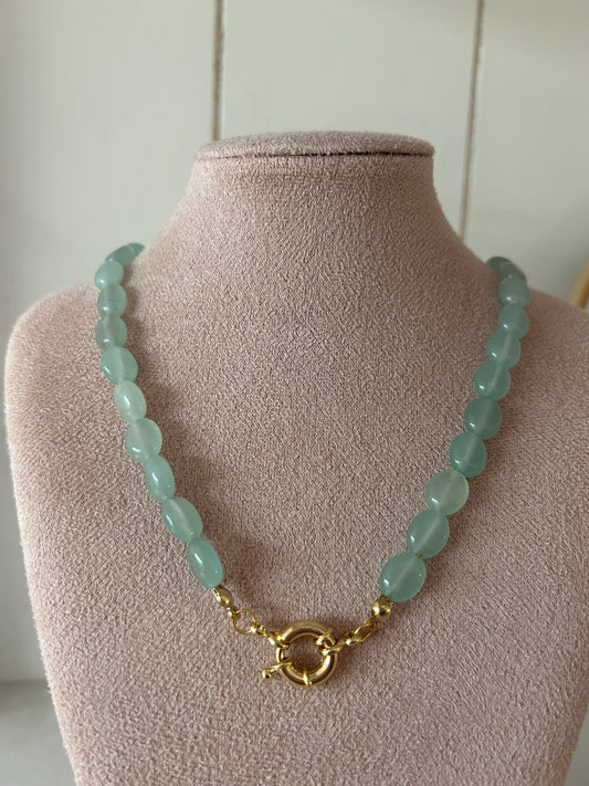 Kralenketting mintgroen - goud