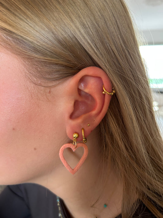 Oorbellen open heart oud roze - goud
