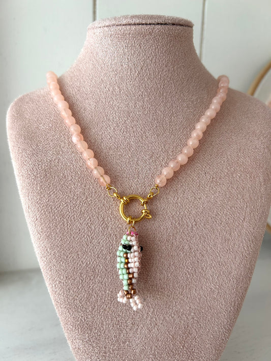 Zalm kralenketting met visje - goud
