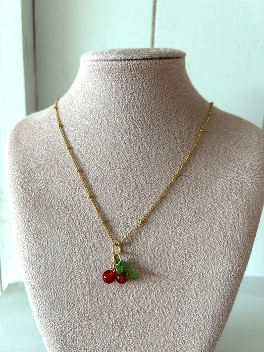 Ketting met kersje - goud