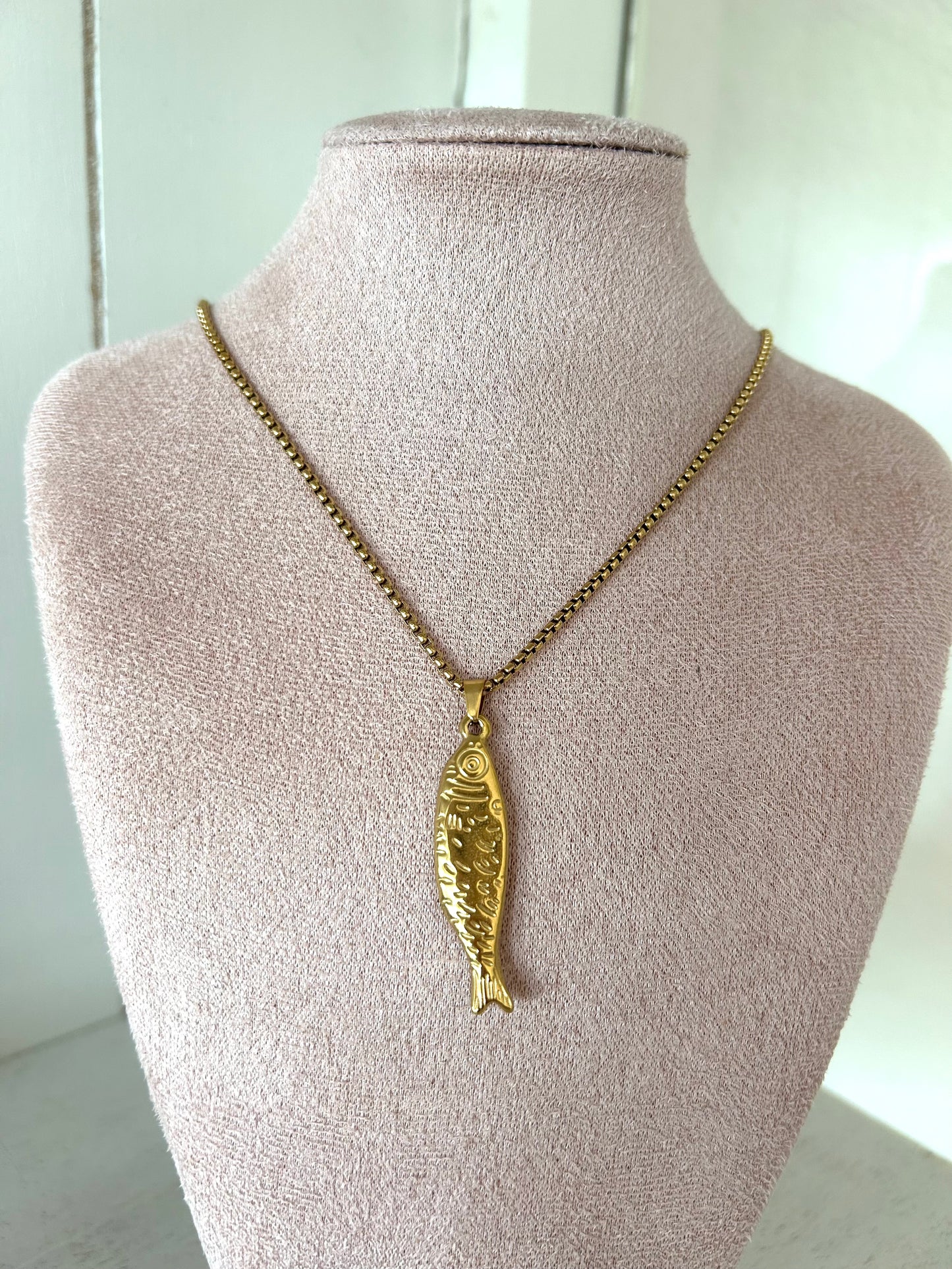 Fish lange ketting - goud