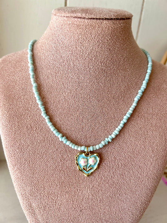 Kralenketting mint hart