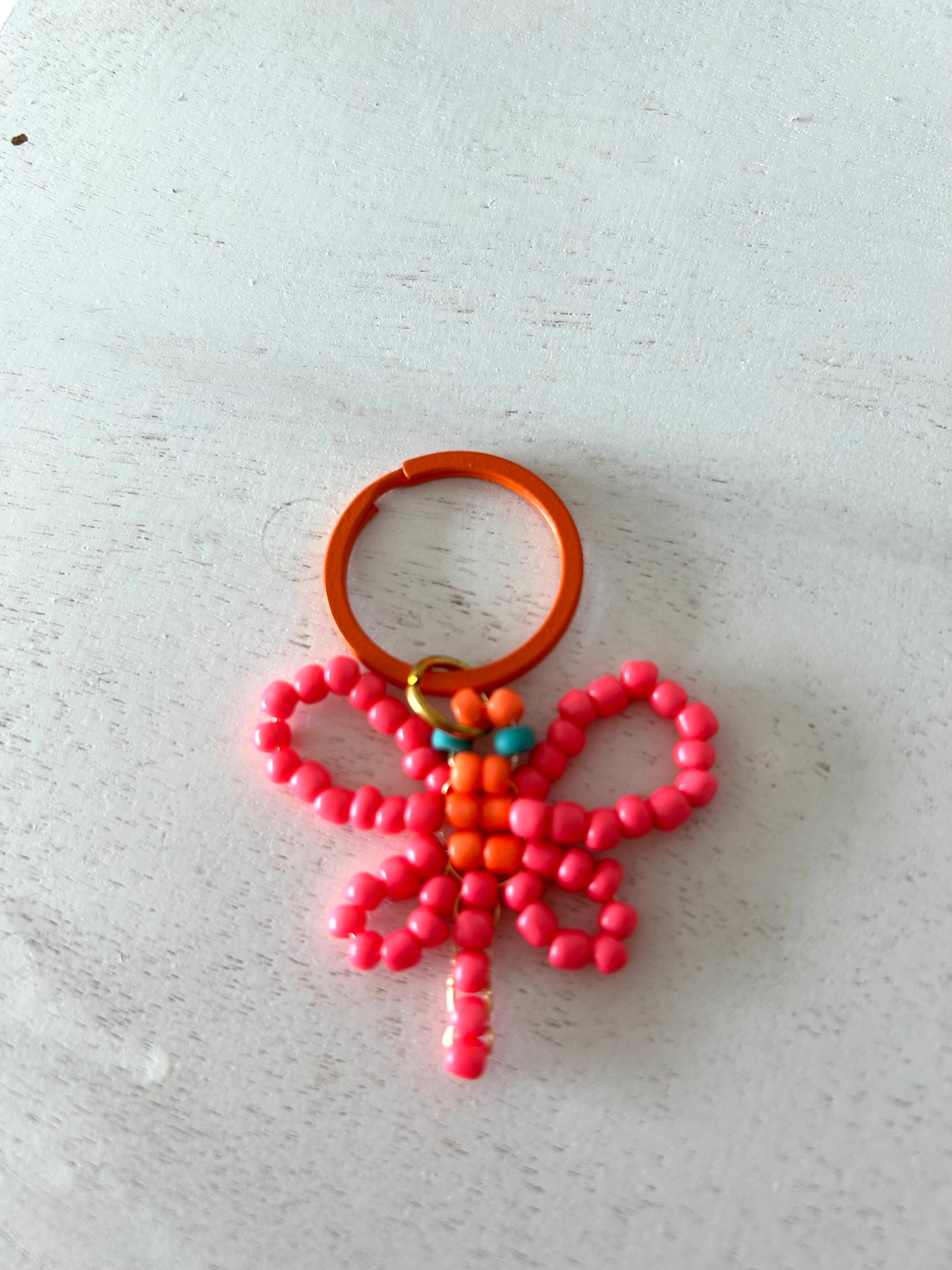 Sleutelhanger libelle - koraal